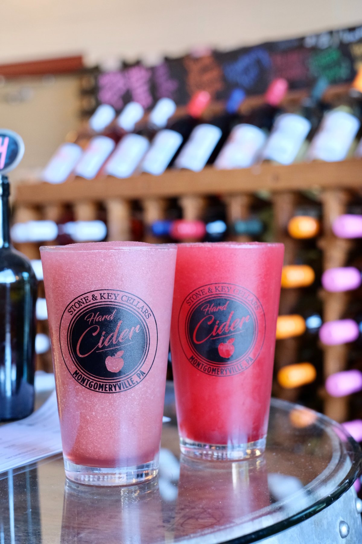Pink cider in a glass